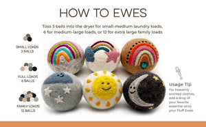 Fluff Ewes "Rain(bow) or Shine" premium wool dryer balls: set of 6 | Hustle & Blush