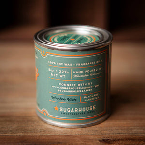 Happy Place Soy Candle with Wooden Wick | Sugarhouse Leather