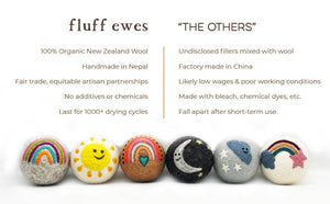 Fluff Ewes "Rain(bow) or Shine" premium wool dryer balls: set of 6 | Hustle & Blush