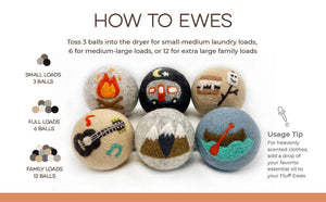 Fluff Ewes "Are we there yet?" premium wool dryer balls: set of 6 | Hustle & Blush