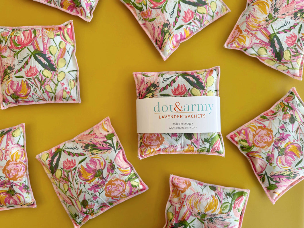 Pink Floral Lavender Sachets, set of two | Dot and Army