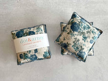 Load image into Gallery viewer, Blue Floral Linen Lavender Sachets, set of two | Dot and Army