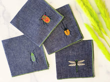 Load image into Gallery viewer, Insect Embroidery Linen Chambray Cloth Napkins | Dot and Army