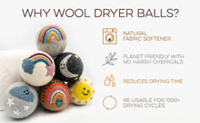 Load image into Gallery viewer, Fluff Ewes &quot;Rain(bow) or Shine&quot; premium wool dryer balls: set of 6 | Hustle &amp; Blush