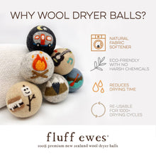 Load image into Gallery viewer, Fluff Ewes &quot;Are we there yet?&quot; premium wool dryer balls: set of 6 | Hustle &amp; Blush