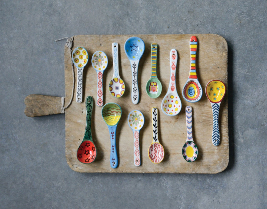 Spoon with Hand-Painted Pattern | Creative Co-op