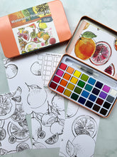 Load image into Gallery viewer, Citrus Fruits watercolor painting kit | Cate Paper Co.