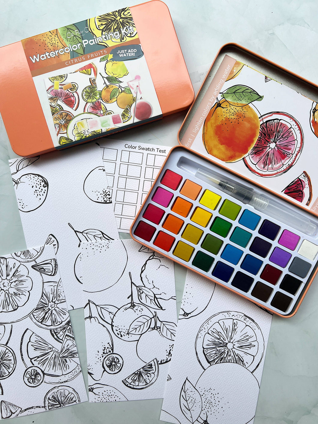 Citrus Fruits watercolor painting kit | Cate Paper Co.