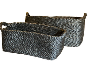 Rectangular Tray Basket, jute - charcoal: Set of 2 | Will & Atlas