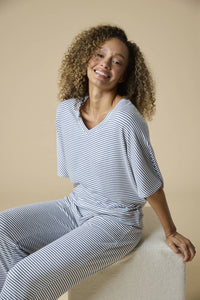 Dream Jersey Relaxed V-neck with Capri Lounge Set for Women | Softies