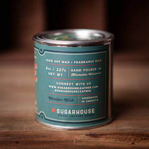 Lake Time Soy Candle with Wooden Wick | Sugarhouse Leather