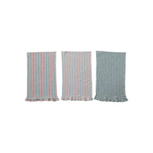 Load image into Gallery viewer, Woven Cotton Tea Towel w/ Stripes &amp; Ruffle | Creative Co-op