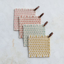 Load image into Gallery viewer, Cotton Crocheted Pot Holder w/ Leather Loop | Creative Co-op