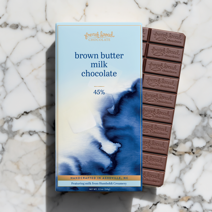 Brown Butter Milk Chocolate Bar 45% - 60g | French Broad Chocolate