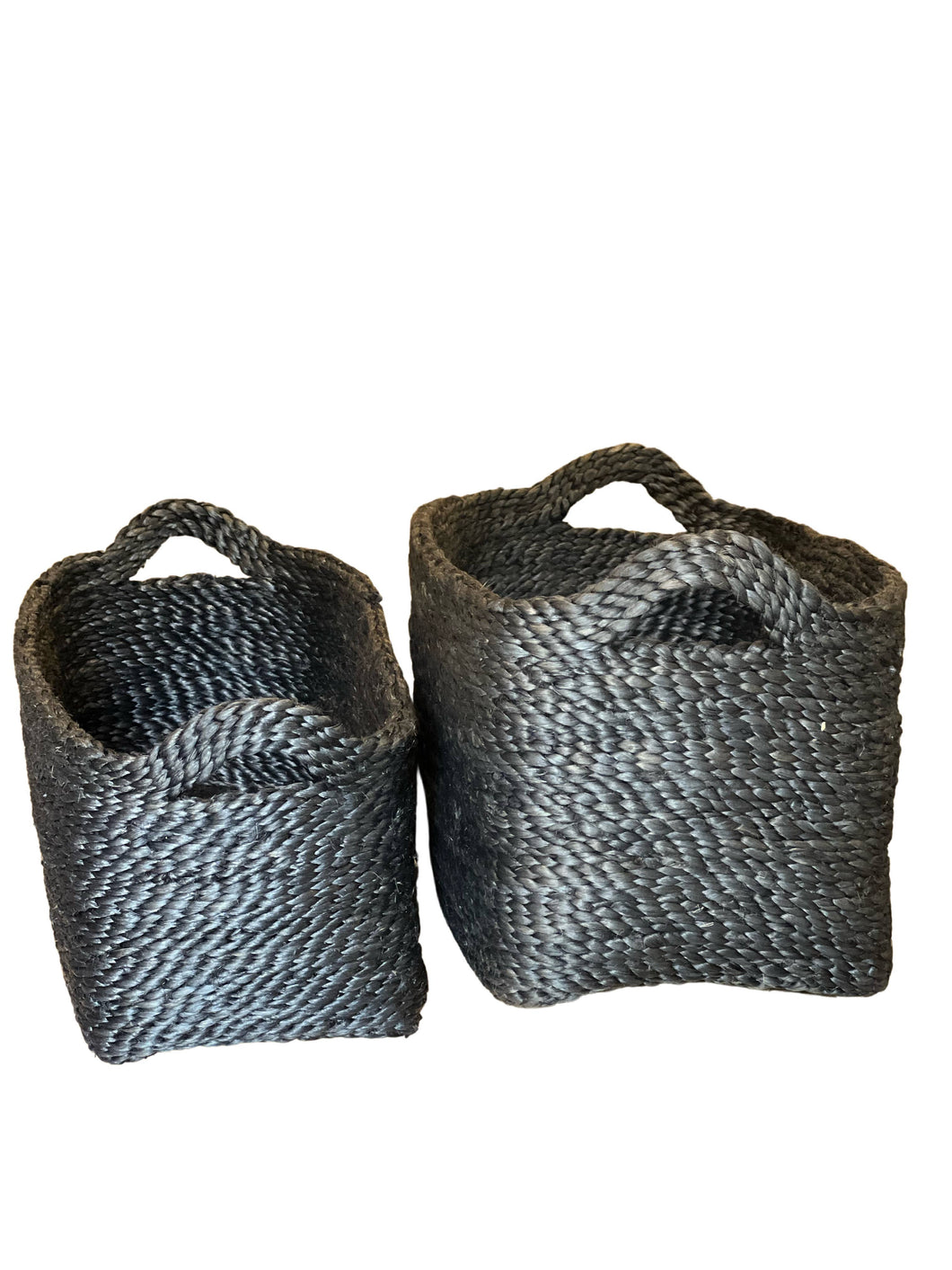 Rectangular Tray Basket, jute - charcoal: Set of 2 | Will & Atlas