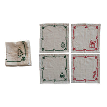 Load image into Gallery viewer, Embroidered Holiday Cocktail Napkins | Creative Co-op