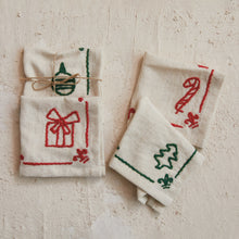 Load image into Gallery viewer, Embroidered Holiday Cocktail Napkins | Creative Co-op