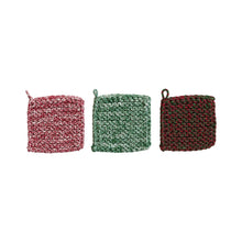 Load image into Gallery viewer, Melange Cotton Crocheted Pot Holder | Creative Co-op