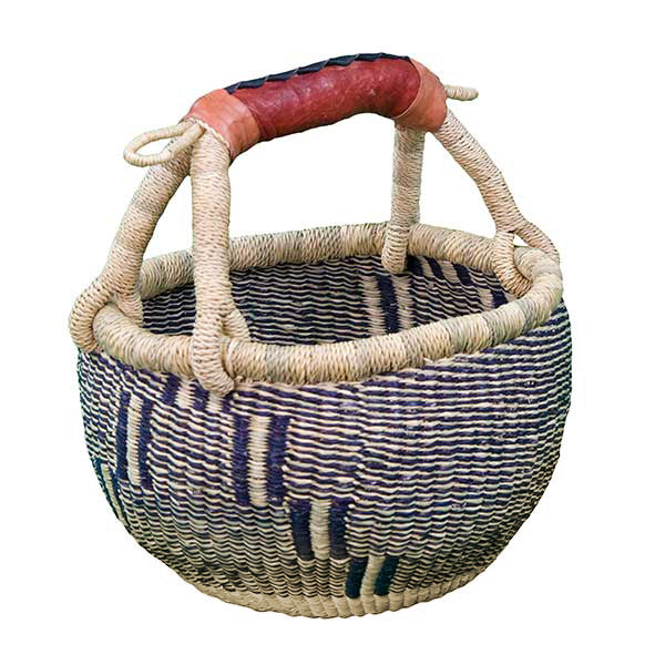 Ghana Extra Large Hand Woven Seabreeze Grass newest Leather Pot Basket